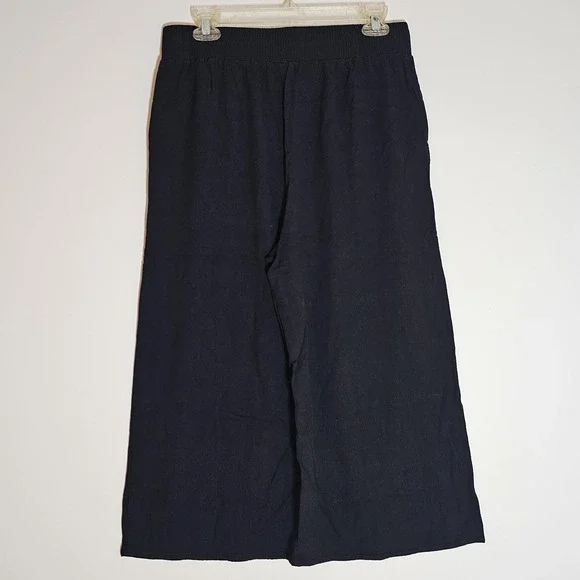 Anrabess Pants Womens Large Black Wide Leg Linen Blend Pull On Pockets Casual - Picture 6 of 14